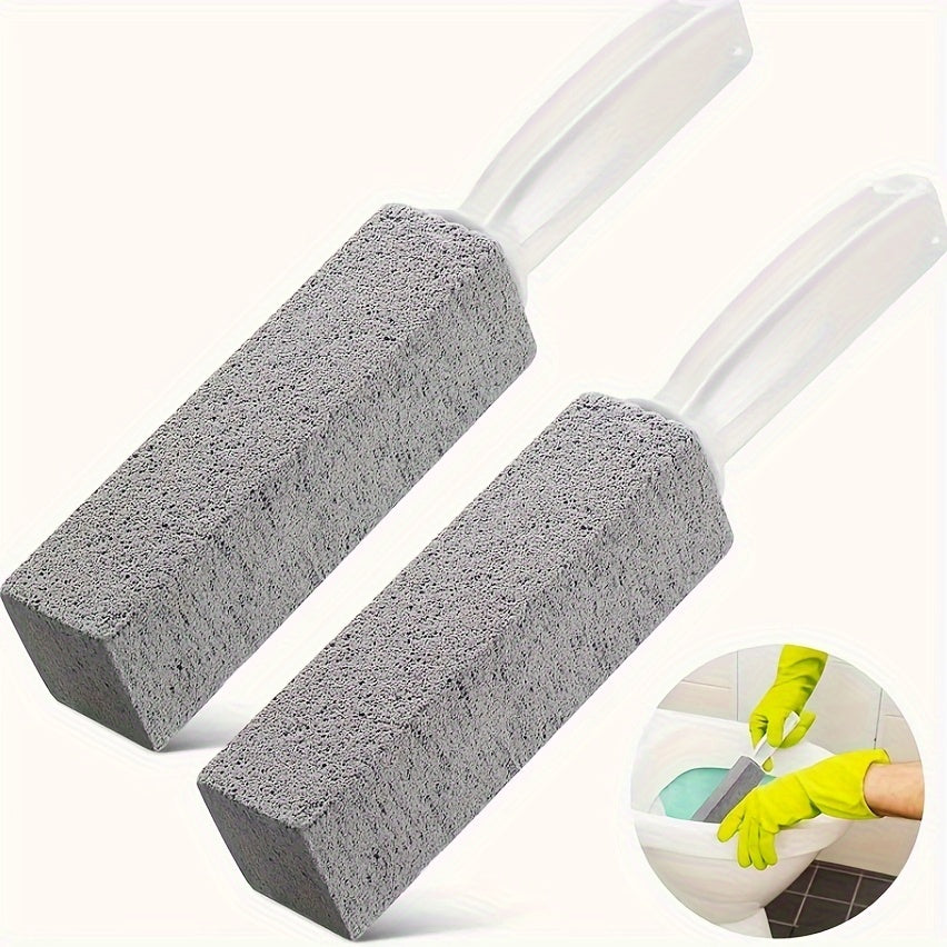 Pumice Stone Toilet Bowl Cleaner Brush - Stain Removal for Bathrooms, Patios & Poolside - Manual, Non-Scratch Cleaning Tool with Plastic Handle - Household Cleaning Essentials, Bathroom Cleaning Tool|Pumice Stone Brush|Nonstick Surface Brush