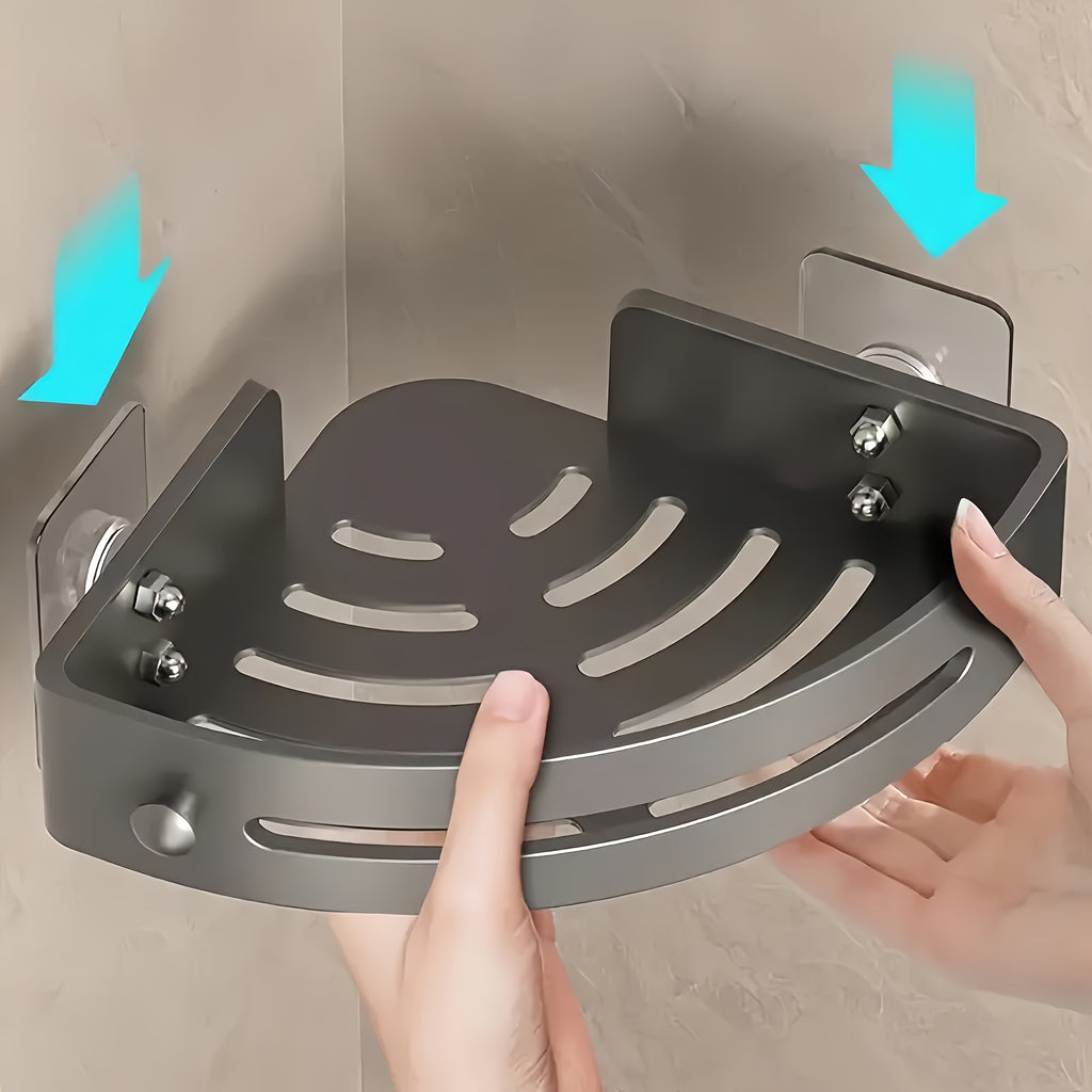 2pcs No-Drill Adhesive Bathroom Corner Shower Caddy, ABS Wall-Mounted Shampoo Holder, Holds 6 Bottles of Conditioner, Shower Accessories, Best for Christmas, Perfect for Thanksgiving