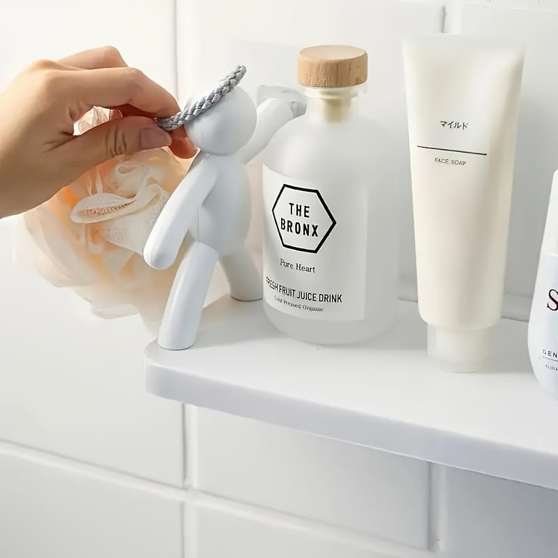 Chic Humanoid Wall-Mounted Storage Shelf - Modern Plastic Organizer for Kitchen & Bathroom