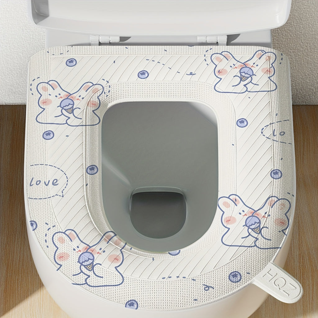 Waterproof Toilet Seat Cushion with Cute Bunny Design - Soft, Washable, Portable, All-Season Comfort for Home Use, Buttocks Comfort|Playful Design|Easy Installation