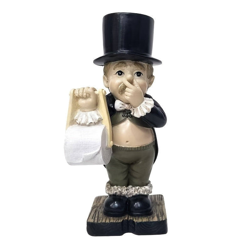 Room Decor Resin Gentleman Tissue Holder Figurine, Creative European Style Modern Simple Home Decor, Fashionable Personality Decoration for Bathroom and Office