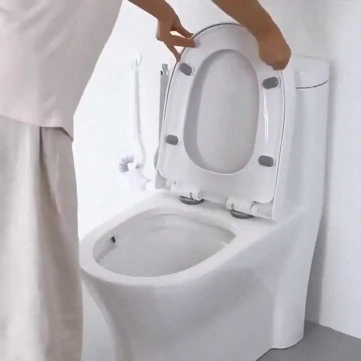 1 Ergonomic C-Shaped Long Handle Toilet Brush - Manual Deep Clean for Bathroom, Kitchen, Bedroom, Car - Reusable, Portable, No Power Required, with Groove Cleaning Head