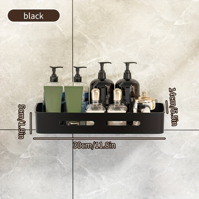 1\u002F2\u002F3pcs Long Rectangular PP Bathroom Wall Shelves - Space-Saving, No-Drill, Matte Finish, Ideal for Vanity and Shower Area Organization, Bathroom Shelves|Modern Bathroom Shelves|Durable Bathroom Shelves