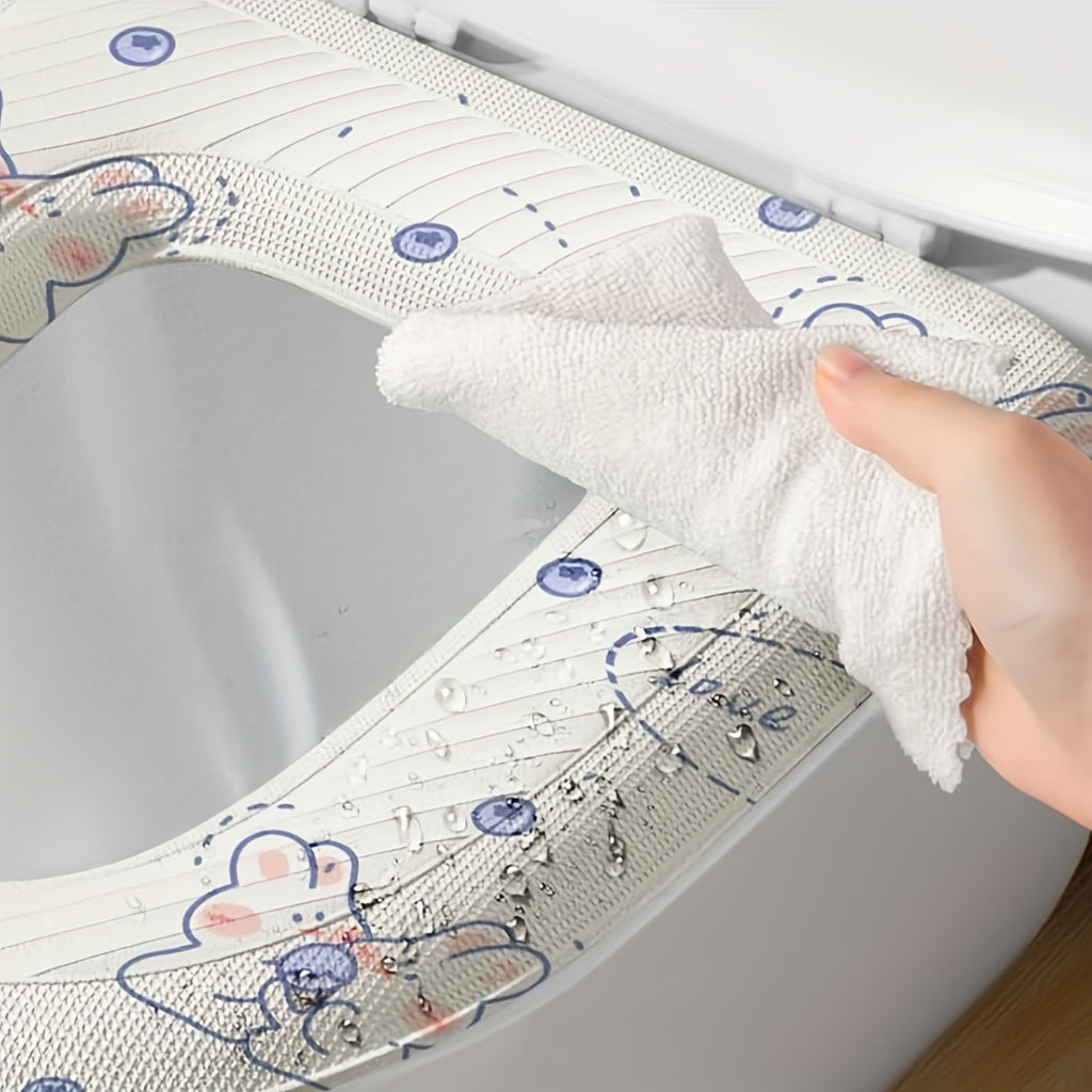Waterproof Toilet Seat Cushion with Cute Bunny Design - Soft, Washable, Portable, All-Season Comfort for Home Use, Buttocks Comfort|Playful Design|Easy Installation