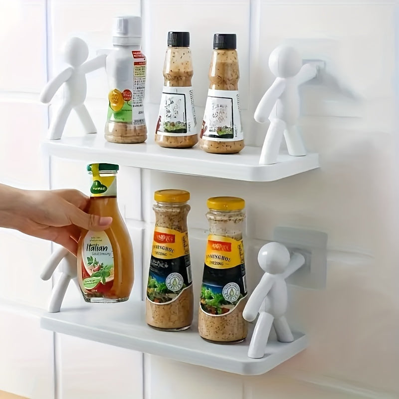 Chic Humanoid Wall-Mounted Storage Shelf - Modern Plastic Organizer for Kitchen & Bathroom