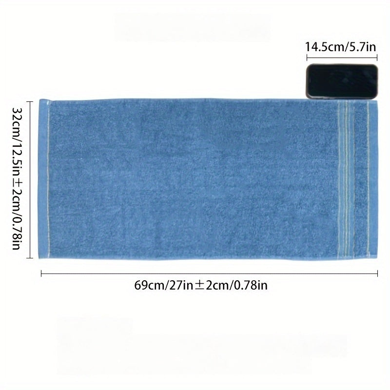 1pc LattBy Premium Cotton Towel, 29x13 Inches - Soft & Absorbent for Bathroom Use, Available in Deep Brown, Blue, Yellow with Striped Detail - Woven Style