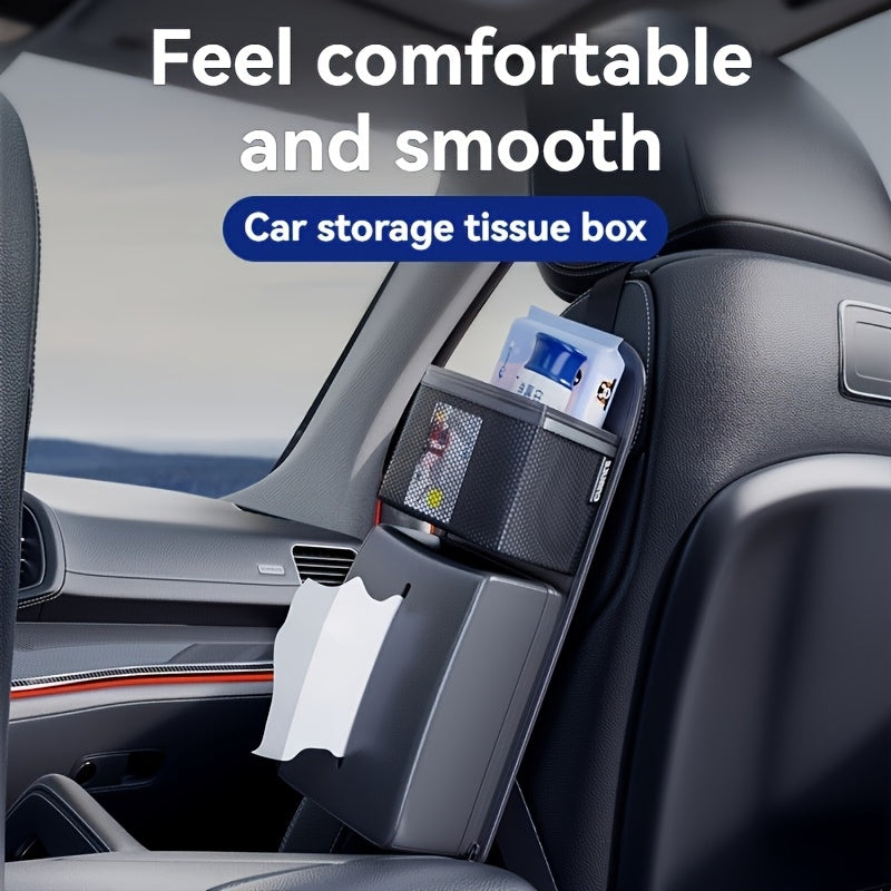 Multifunctional Car Tissue Box, Side Seat Tissue Holder for Cars, Practical Storage Hanging Bag Paper Dispenser, Car Organizer - Ideal Gift