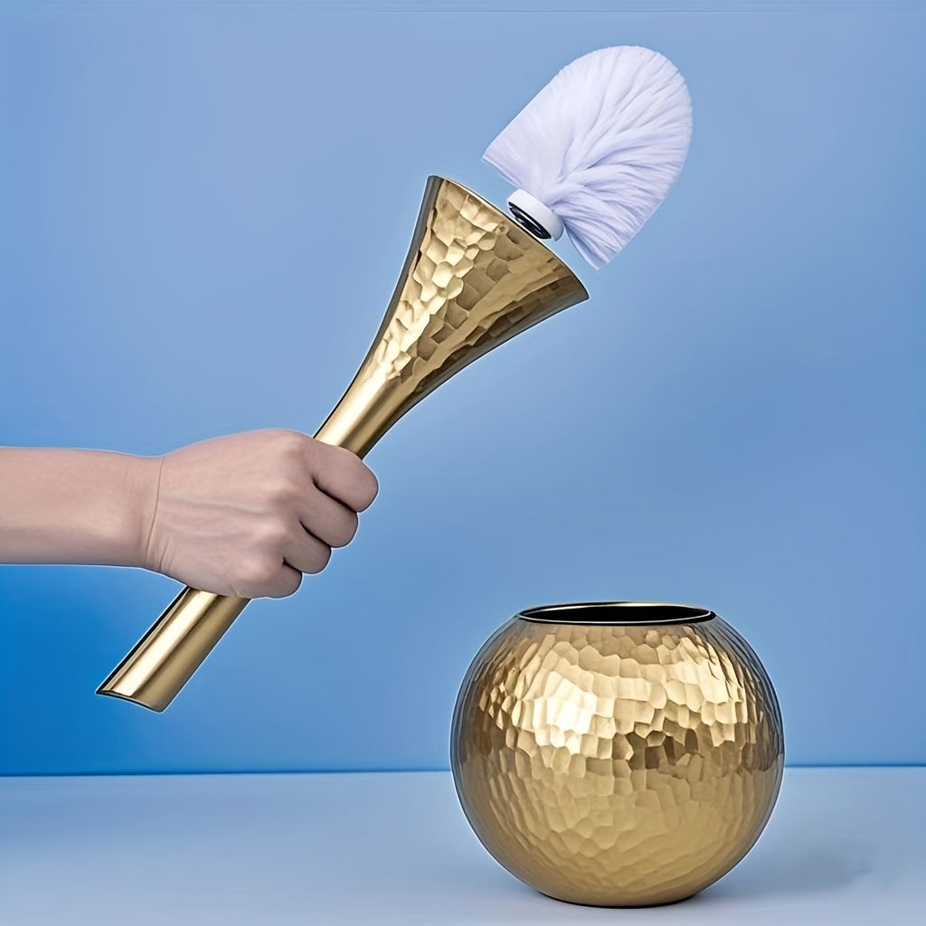Luxurious Golden Toilet Brush with Long Handle - Elegant White Bristles, Ideal for Bathroom and Home Cleaning, Home Hygiene Essentials|Elegant Toilet Brush|Durable Plastic Brush