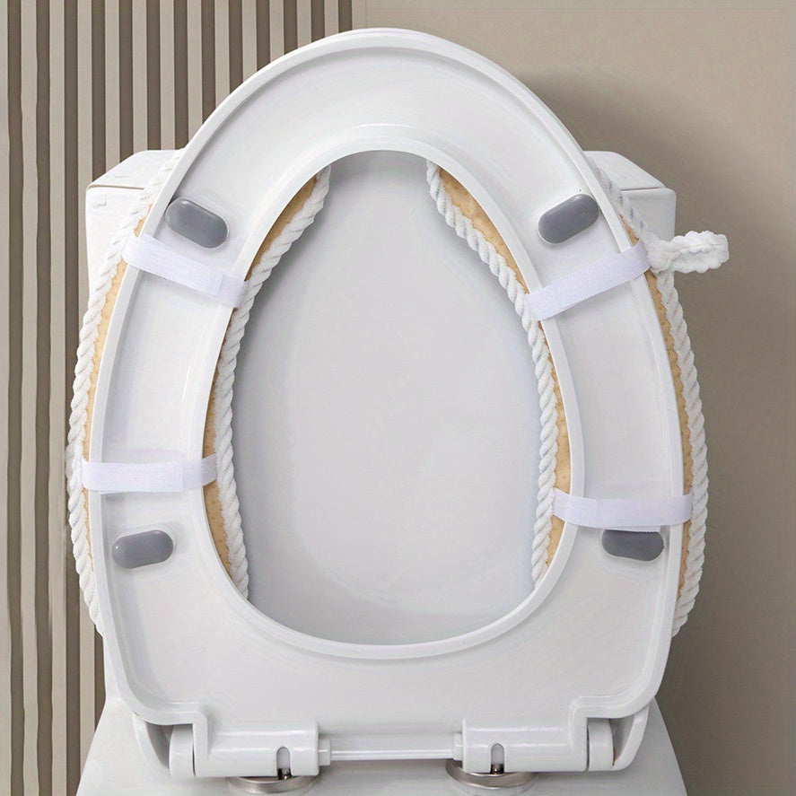 1 Pair Adhesive Toilet Seat Covers with Hexagon Pattern - Soft Cushioned Non-Slip Bathroom Pads, Washable All-Season Comfort for Home Toilet Seat Protection, Hygiene Enhancement, Playful Design, Secure Fit Design