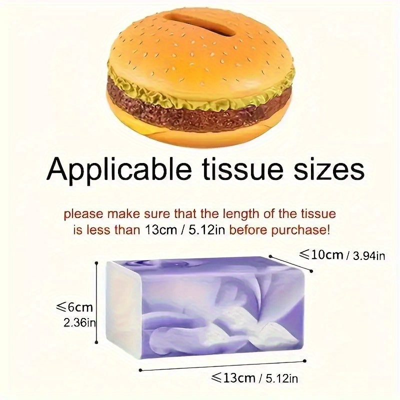 Hamburger Tissue Box Cover - Humorous Decorative Item for Kitchen Counter, Dining Table, Or Living Room | Unique Tissue Paper Holder Gift for Loved Ones