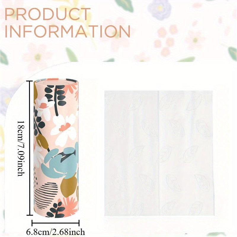 Floral Round Car Tissue Holder with Bulk Facial Tissues – Stylish Cylinder Tissue Box for Vehicle, Home, Office & Bathroom, Decorative Floral Patterns in Pink, Blue, Green & White, Office Tissue Dispenser | Floral Tissue Box | Sturdy Tissue Container