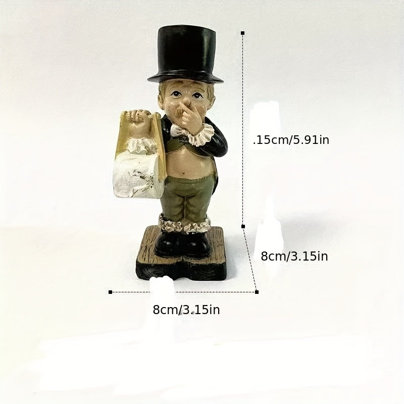 Room Decor Resin Gentleman Tissue Holder Figurine, Creative European Style Modern Simple Home Decor, Fashionable Personality Decoration for Bathroom and Office