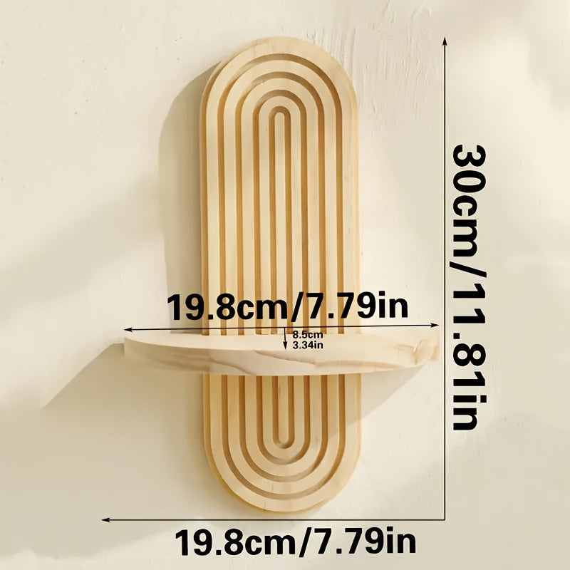 Elegant Wooden Wall Shelves with Geometric Design - Multi-Tier Storage Rack for Living Room, Bedroom, Bathroom, Kitchen, Modern Home Decor, Wall Shelf Decor|Minimalist Shelves|Wooden Construction, Wall Decor Shelves