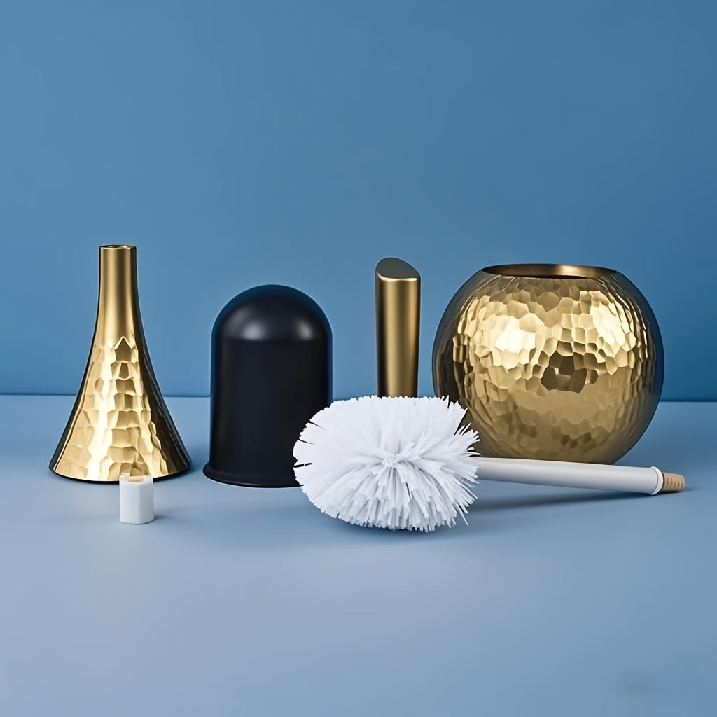 Luxurious Golden Toilet Brush with Long Handle - Elegant White Bristles, Ideal for Bathroom and Home Cleaning, Home Hygiene Essentials|Elegant Toilet Brush|Durable Plastic Brush