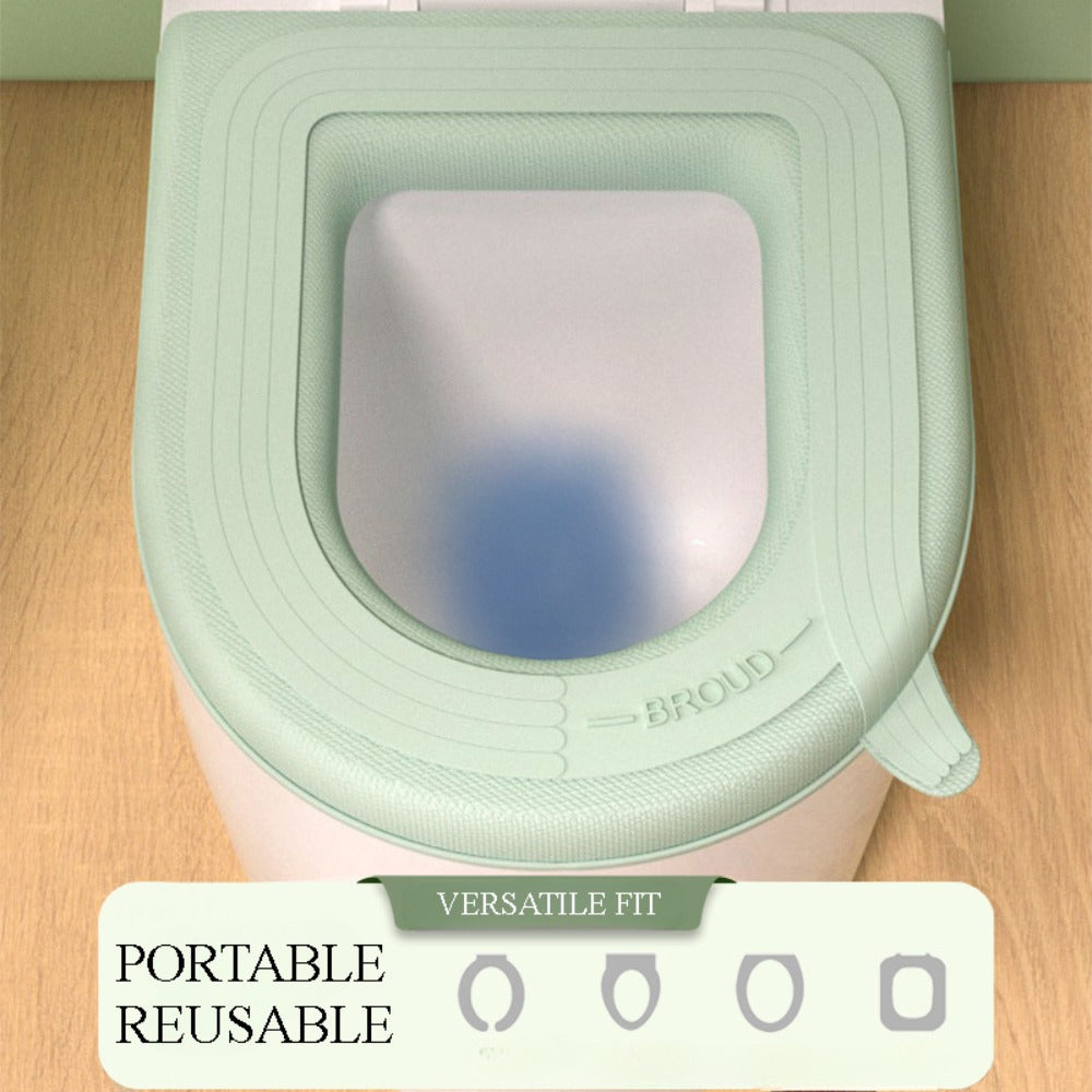 Mint Green Toilet Seat Cover Warmer - Soft, Scrubbable Cushion with Ribbed Texture & Handles for Easy Installation, Comfortable Fit, and Enhanced Hygiene, Toilet Seat Cushion