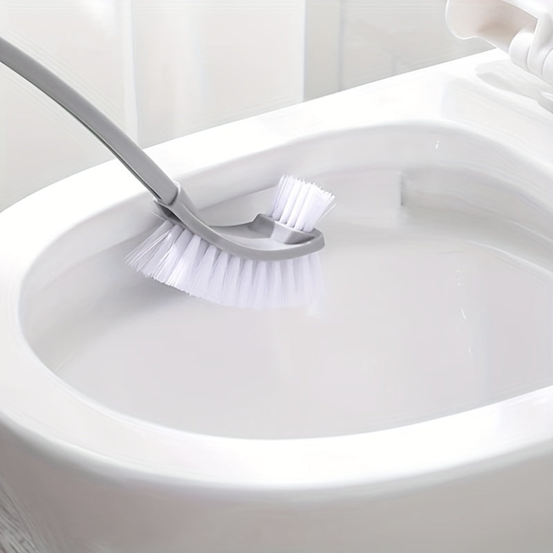 1 Set Soft Bristle Toilet Brush Set with Holder, Wall-Mounted Long Handle Bathroom Cleaning Brush, Portable Medium Firmness, Plastic Handle, No Dead Angle, Electricity-Free Cleaning Tool for Bathroom and Toilet