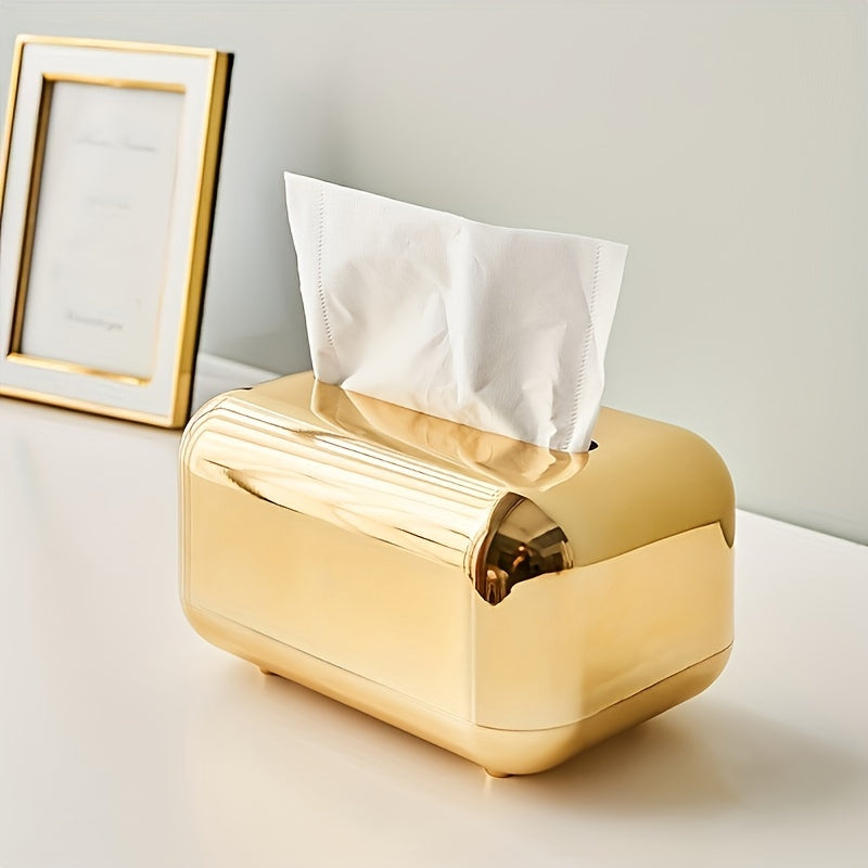 1pc Vintage-Inspired Bread Shape Tissue Box - Electroplated Luxury Holder with 2 Color Options - Bathroom Accessories, Organizers, and Storage for a Clutter-Free Space