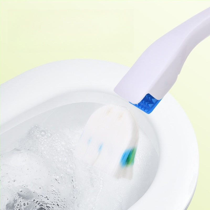 Disposable Toilet Brush with Water-Soluble Cleaning Head, Heavy-Duty Stain Removal and Replacement Set