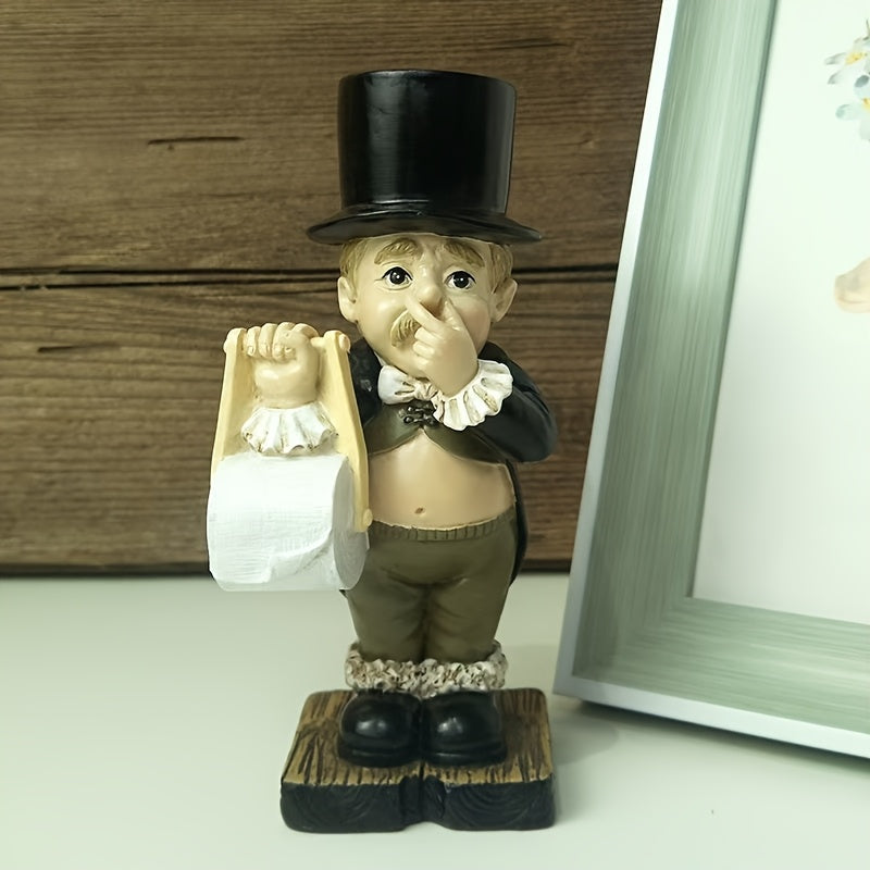 Room Decor Resin Gentleman Tissue Holder Figurine, Creative European Style Modern Simple Home Decor, Fashionable Personality Decoration for Bathroom and Office