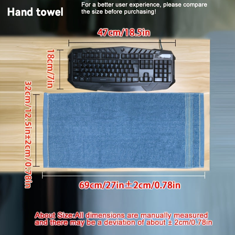 1pc LattBy Premium Cotton Towel, 29x13 Inches - Soft & Absorbent for Bathroom Use, Available in Deep Brown, Blue, Yellow with Striped Detail - Woven Style