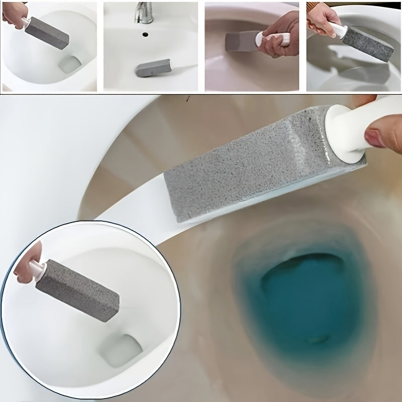 Pumice Stone Toilet Bowl Cleaner Brush - Stain Removal for Bathrooms, Patios & Poolside - Manual, Non-Scratch Cleaning Tool with Plastic Handle - Household Cleaning Essentials, Bathroom Cleaning Tool|Pumice Stone Brush|Nonstick Surface Brush
