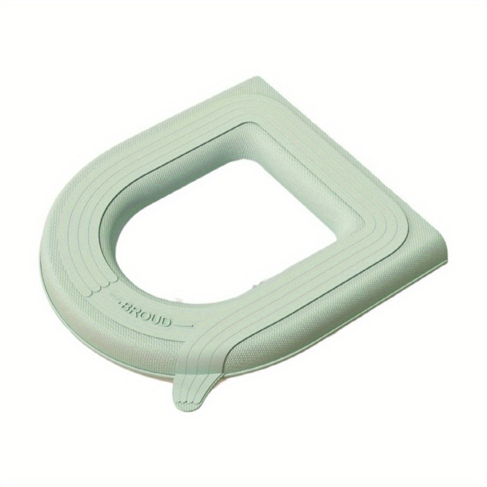 Mint Green Toilet Seat Cover Warmer - Soft, Scrubbable Cushion with Ribbed Texture & Handles for Easy Installation, Comfortable Fit, and Enhanced Hygiene, Toilet Seat Cushion