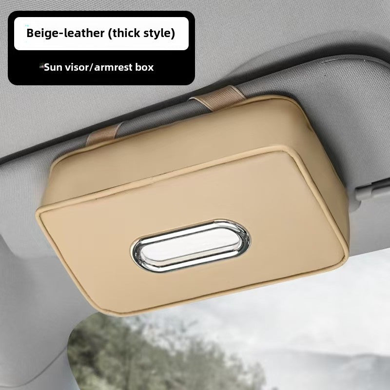 Faux Leather Car Sun Visor Tissue Box - Easy to Extract, No Land Occupation, Comfortable Napkin Holder for Auto Interior Decor, Auto Interior Accessory | Modern Car Accessory | Durable Material, Tissue Box for Car