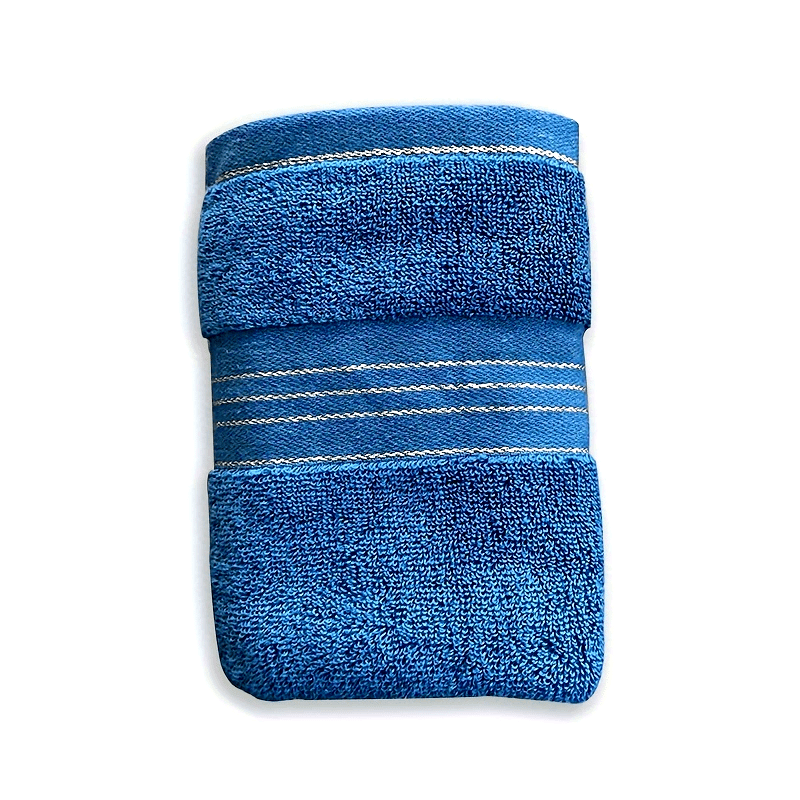 1pc LattBy Premium Cotton Towel, 29x13 Inches - Soft & Absorbent for Bathroom Use, Available in Deep Brown, Blue, Yellow with Striped Detail - Woven Style