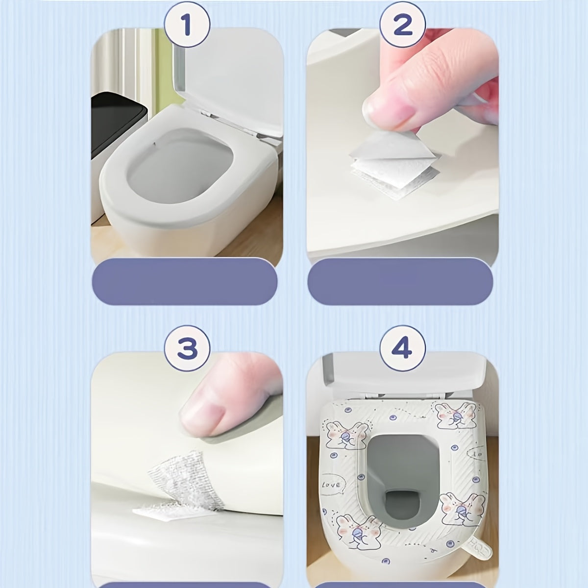 Waterproof Toilet Seat Cushion with Cute Bunny Design - Soft, Washable, Portable, All-Season Comfort for Home Use, Buttocks Comfort|Playful Design|Easy Installation