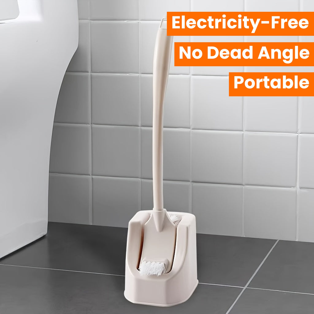 1 Set Soft Bristle Toilet Brush Set with Holder, Wall-Mounted Long Handle Bathroom Cleaning Brush, Portable Medium Firmness, Plastic Handle, No Dead Angle, Electricity-Free Cleaning Tool for Bathroom and Toilet