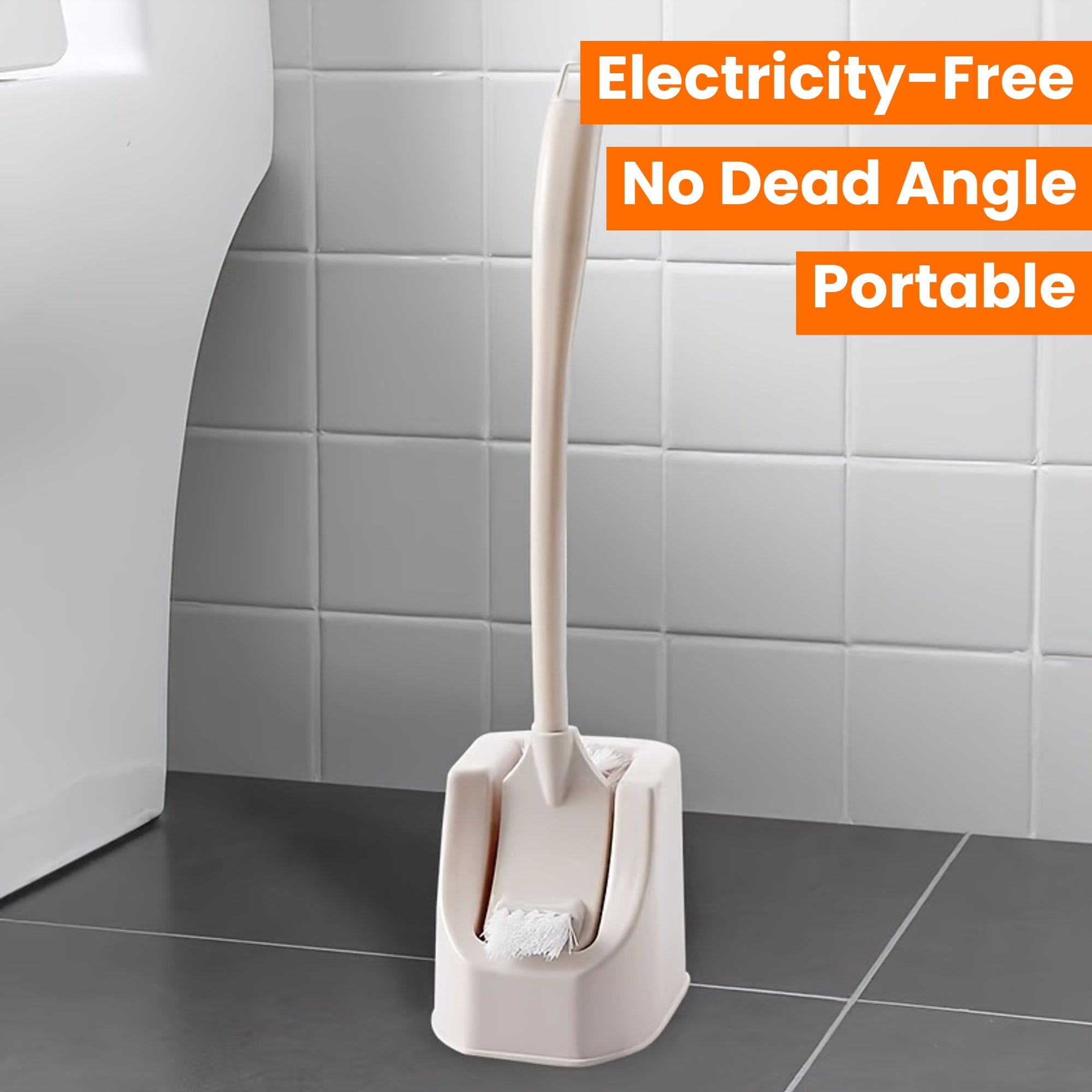 1 Set Soft Bristle Toilet Brush Set with Holder, Wall-Mounted Long Handle Bathroom Cleaning Brush, Portable Medium Firmness, Plastic Handle, No Dead Angle, Electricity-Free Cleaning Tool for Bathroom and Toilet
