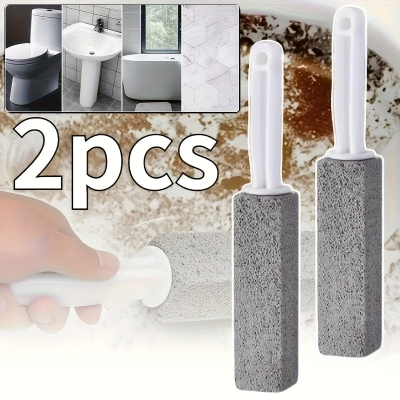 Pumice Stone Toilet Bowl Cleaner Brush - Stain Removal for Bathrooms, Patios & Poolside - Manual, Non-Scratch Cleaning Tool with Plastic Handle - Household Cleaning Essentials, Bathroom Cleaning Tool|Pumice Stone Brush|Nonstick Surface Brush