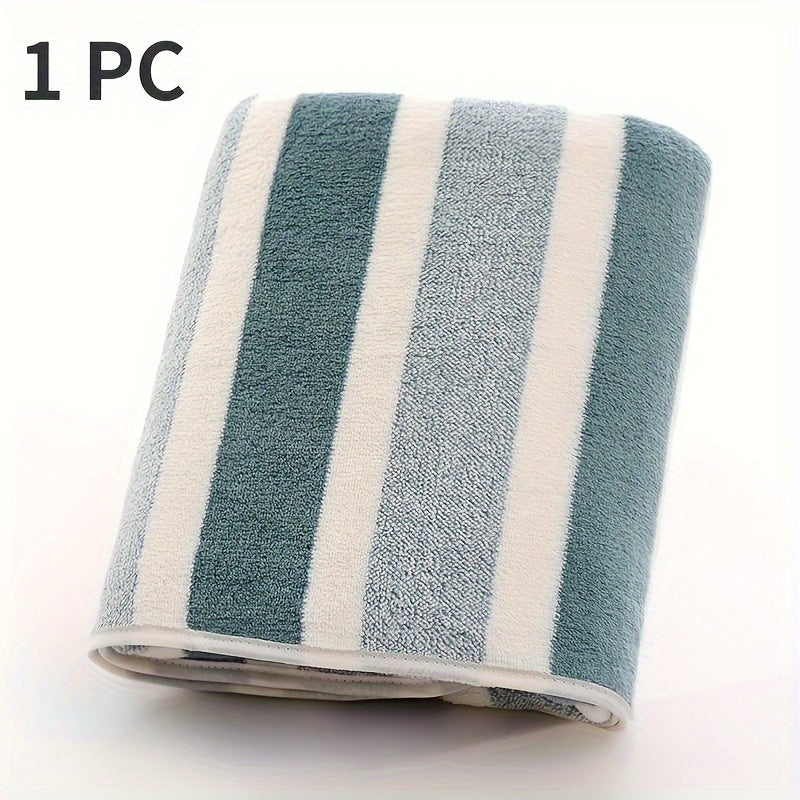 1pc Super Soft Microfiber Quick-Dry Towel - 200 GSM 100% Polyester, Ultra Absorbent & Lightweight for Home, Travel, Pool - Machine Washable, Multiple Colors (Striped & Solid), Home Bathroom Essentials | Plush Texture | Durable Bath Linens, Bath Towels