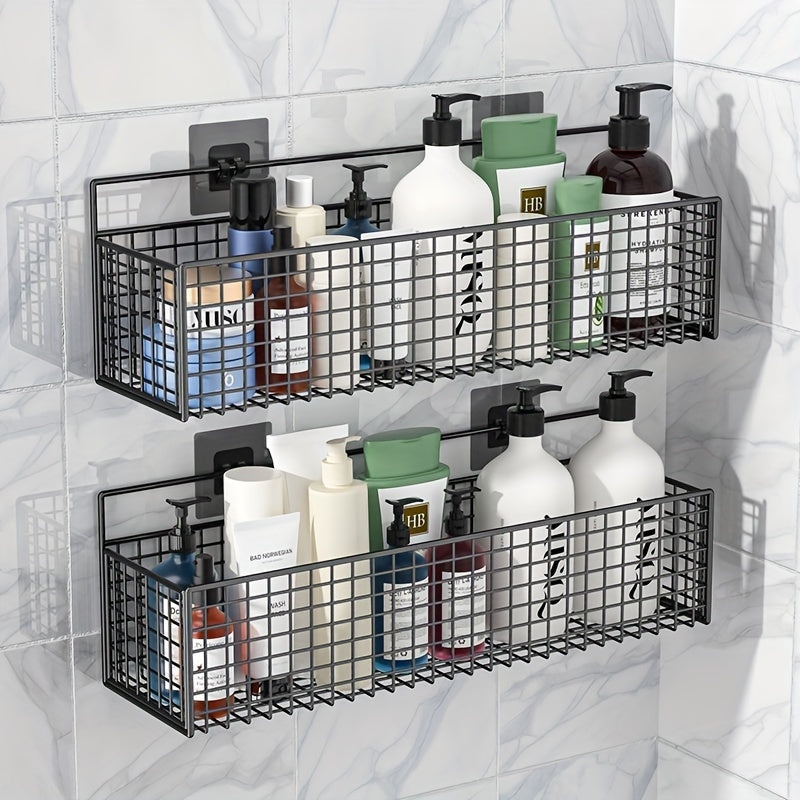 Farmhouse Style Metal Bathroom Wall-Mounted Storage Organizer - No-Drill Installation, Multi-Purpose Shelves for Toiletries, Towels & Bottles, Durable Rustic Decor for Bathroom Organization, Bathroom Organizers And Storage
