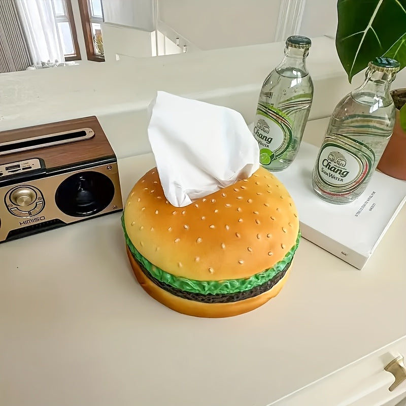 Hamburger Tissue Box Cover - Humorous Decorative Item for Kitchen Counter, Dining Table, Or Living Room | Unique Tissue Paper Holder Gift for Loved Ones