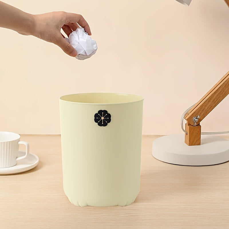 1pc Mini Desktop Trash Can Open-Top Plastic Office Wastebasket - Cylindrical Shape for Home and Office Use