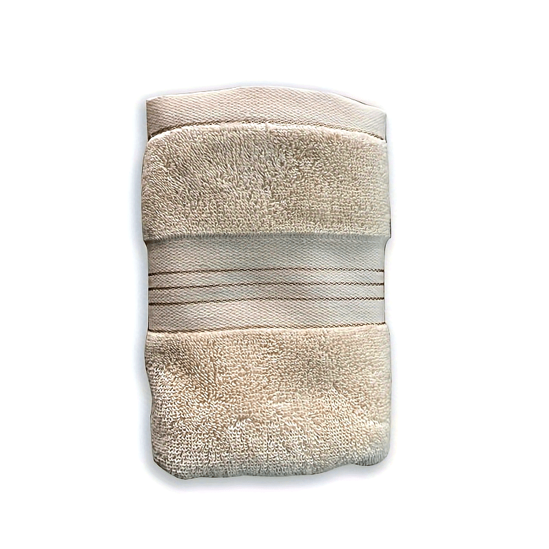 1pc LattBy Premium Cotton Towel, 29x13 Inches - Soft & Absorbent for Bathroom Use, Available in Deep Brown, Blue, Yellow with Striped Detail - Woven Style
