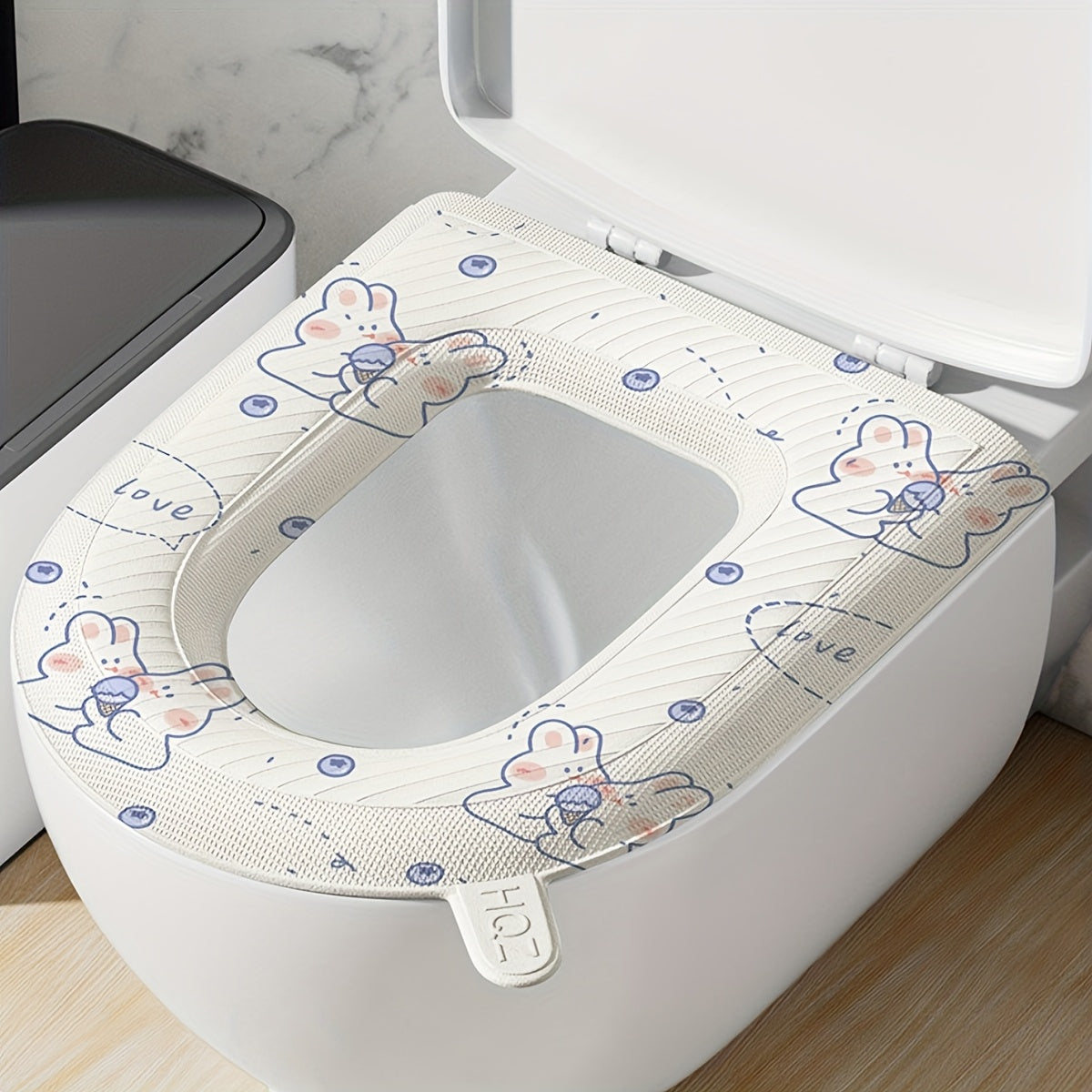 Waterproof Toilet Seat Cushion with Cute Bunny Design - Soft, Washable, Portable, All-Season Comfort for Home Use, Buttocks Comfort|Playful Design|Easy Installation