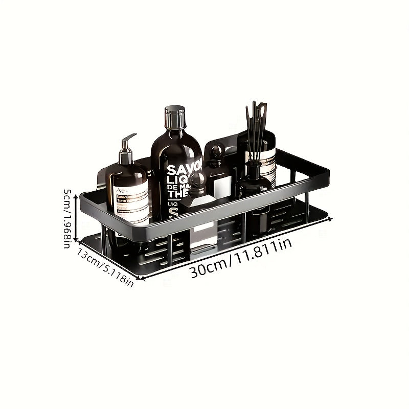 2pcs Black Rust-Proof Polished Metal Bathroom Shelves, Wall-Mounted No-Drill Hanging Shower Caddy for Shampoo, Conditioner, and Toiletries – Space-Saving and Stylish Bathroom Organizer, Spacesaving Caddy | Sleek Shower Design | Durable Bathroom Item