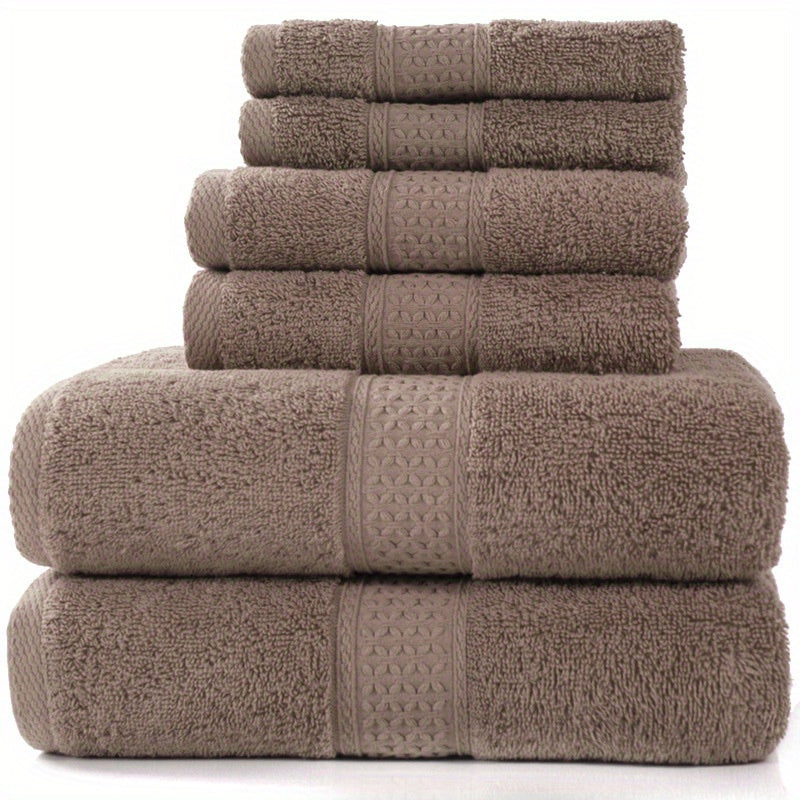 Set of Three Or Six Soft, Absorbent Cotton Towels And Bath Towels.