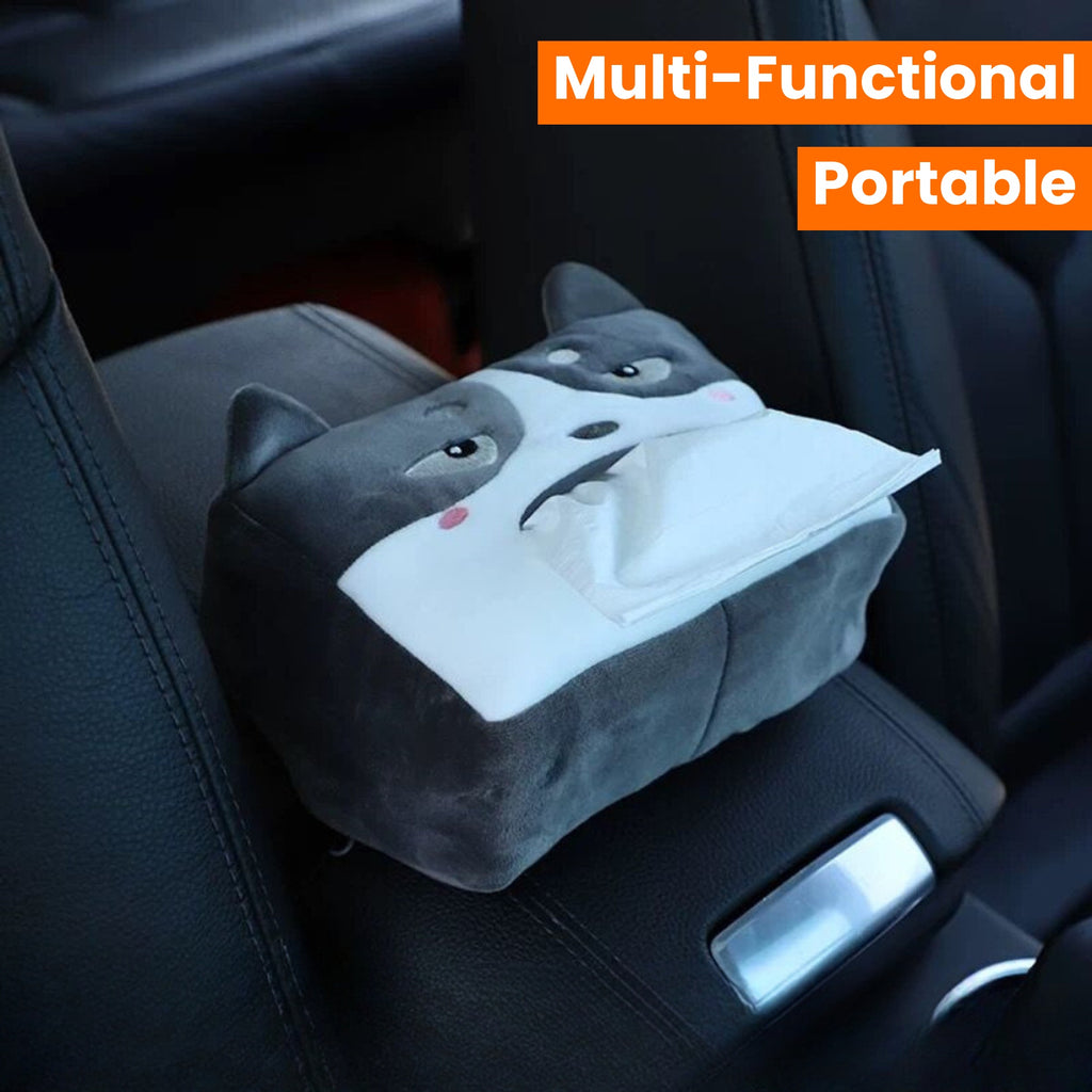 Cute Plush Animal Car Tissue Box Holder - Portable, Multi-Functional Drawer Design For Women'S Vehicles Cute Car Accessories For Women Tissue Box Holder Car