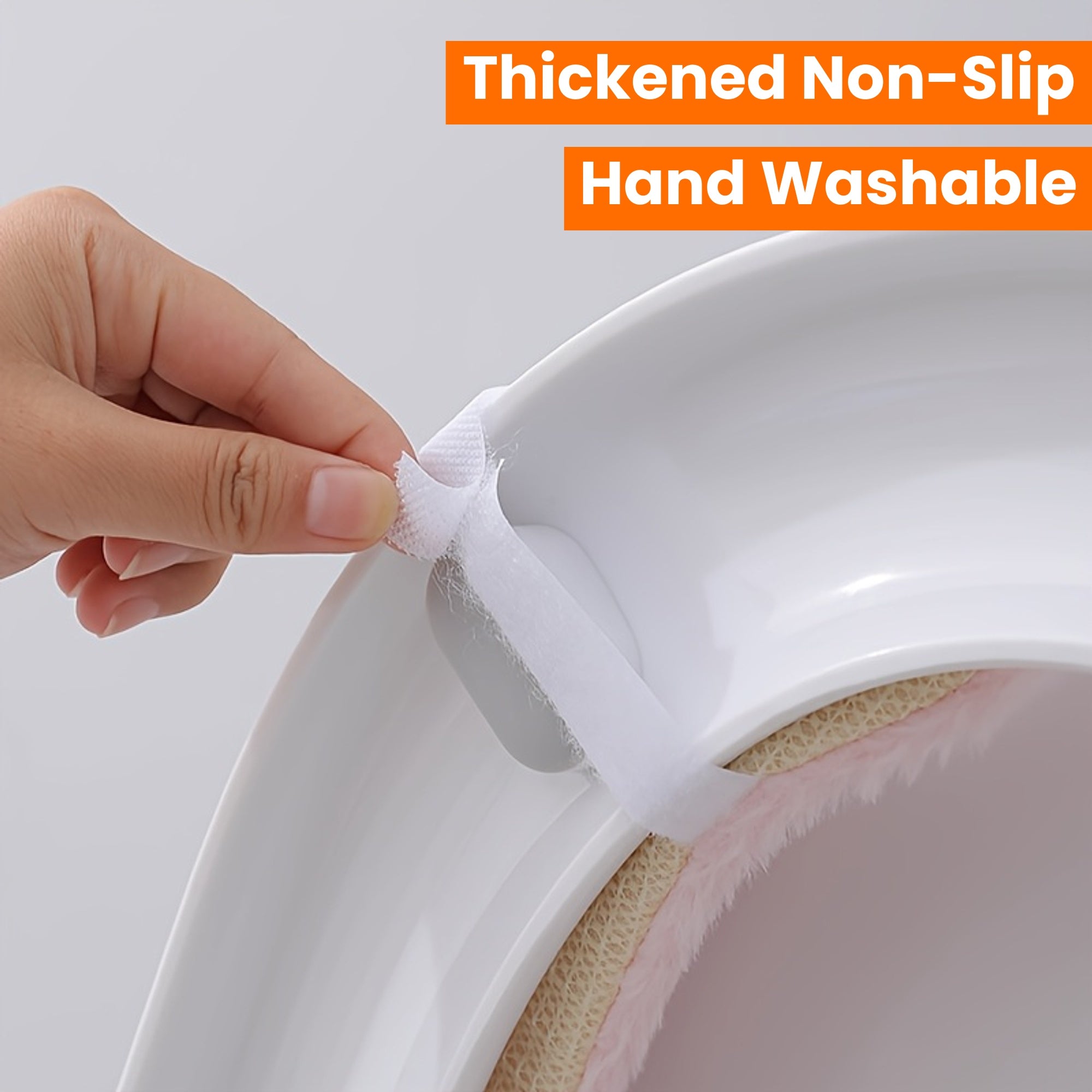 Warm Plush Toilet Seat Cushion Cover, Soft Buttocks Support, Thickened Non-Slip Bathroom Warmer Pad, with Hand Washable, for All Seasons