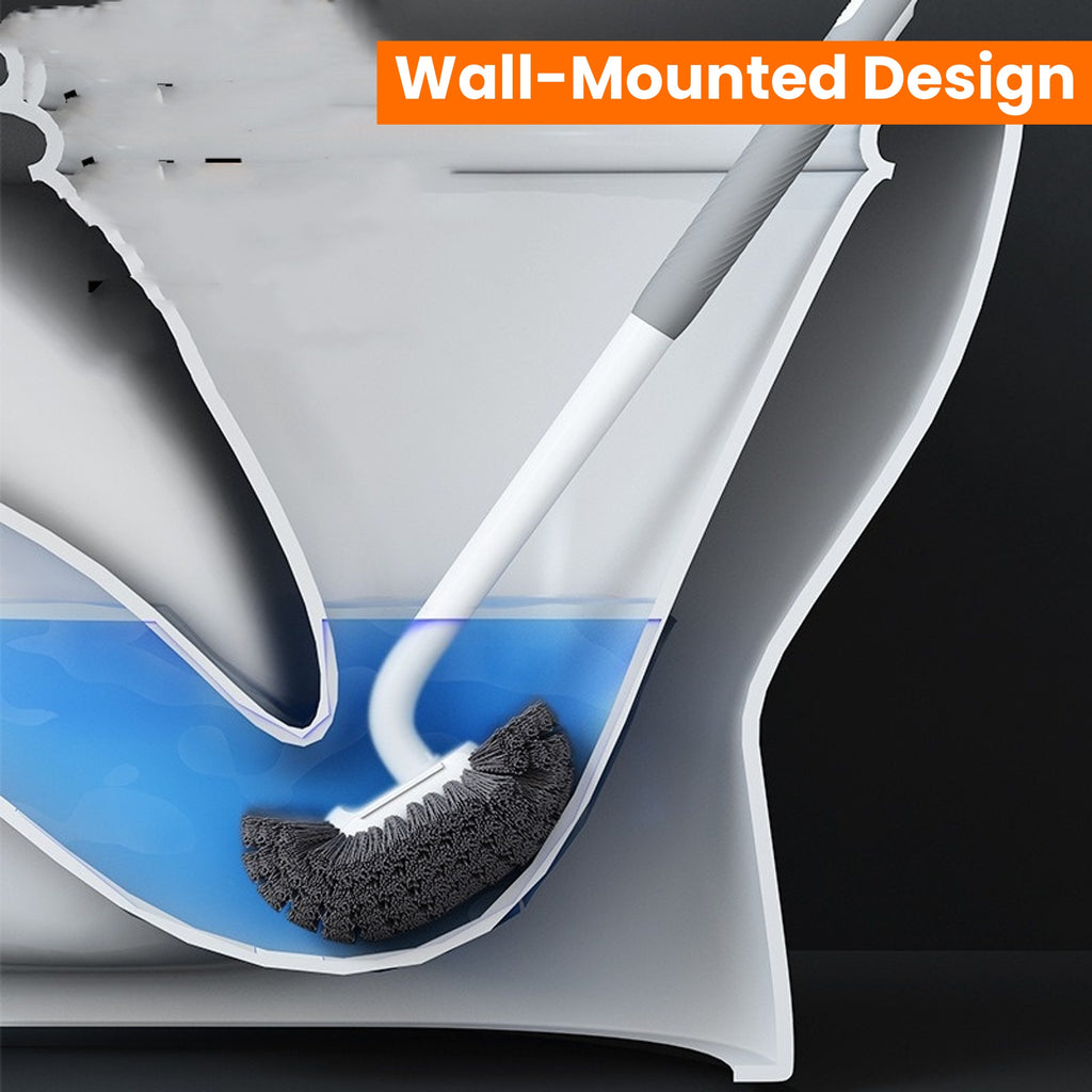 Flexible Long-Handle Toilet Brush with Soft Bristles - No Dead Corner, Wall-Mounted Design for Efficient Bathroom Cleaning