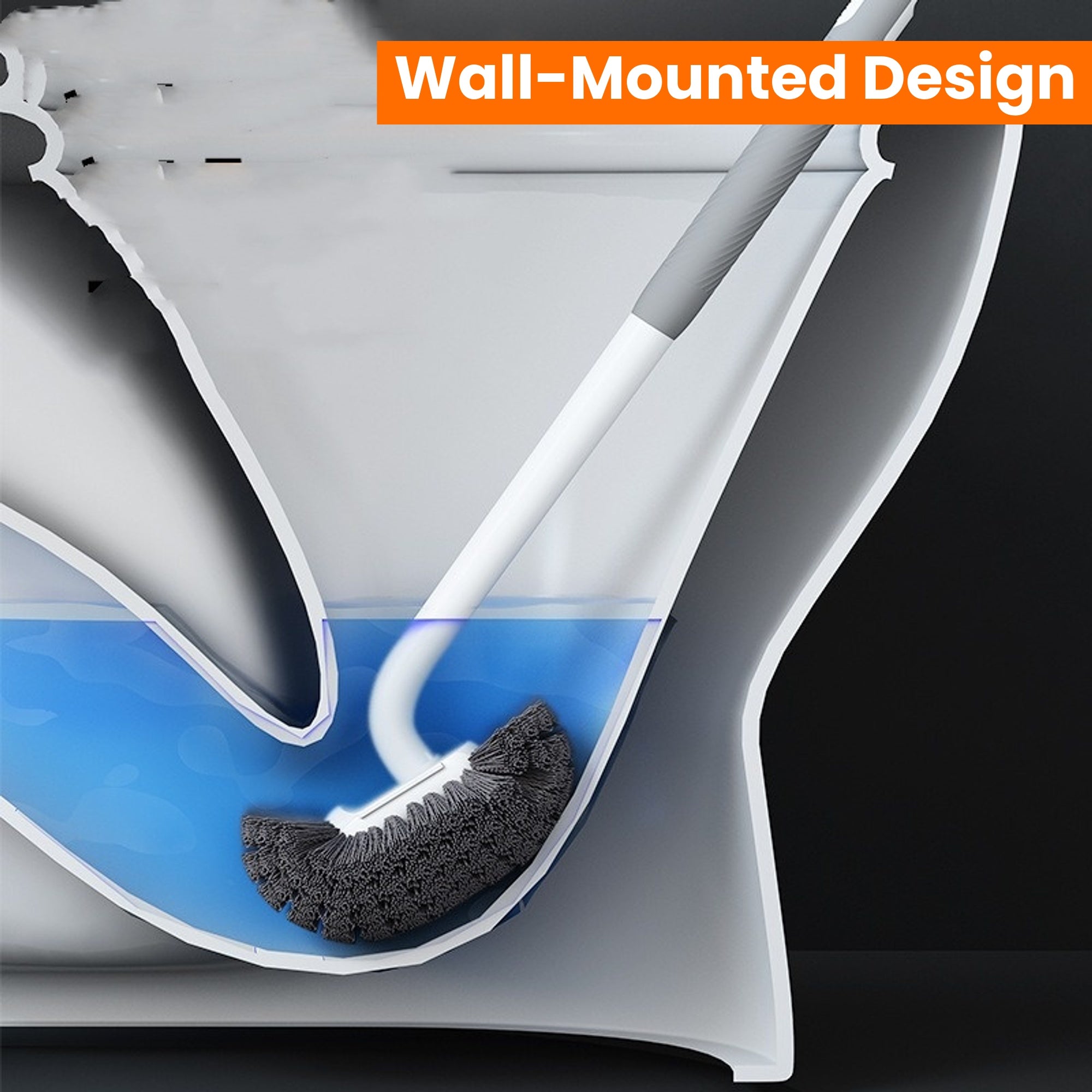 Flexible Long-Handle Toilet Brush with Soft Bristles - No Dead Corner, Wall-Mounted Design for Efficient Bathroom Cleaning