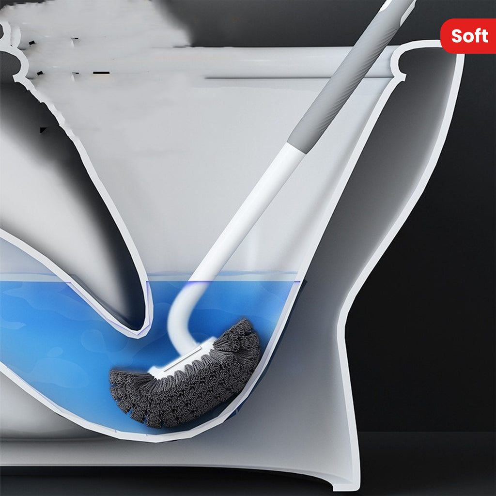 Flexible Long-Handle Toilet Brush with Soft Bristles - No Dead Corner, Wall-Mounted Design for Efficient Bathroom Cleaning