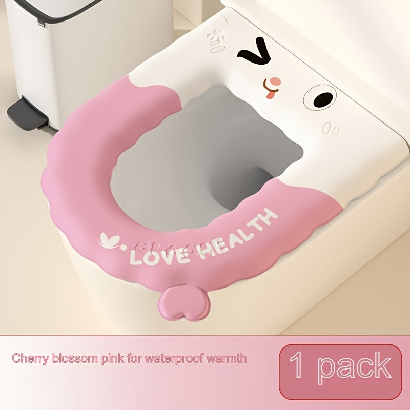 1pc Fit EVA Toilet Seat Cover, Thickened All-Season Waterproof Pad, Lightweight, Hand Wash Only, Comfortable Bathroom Accessory