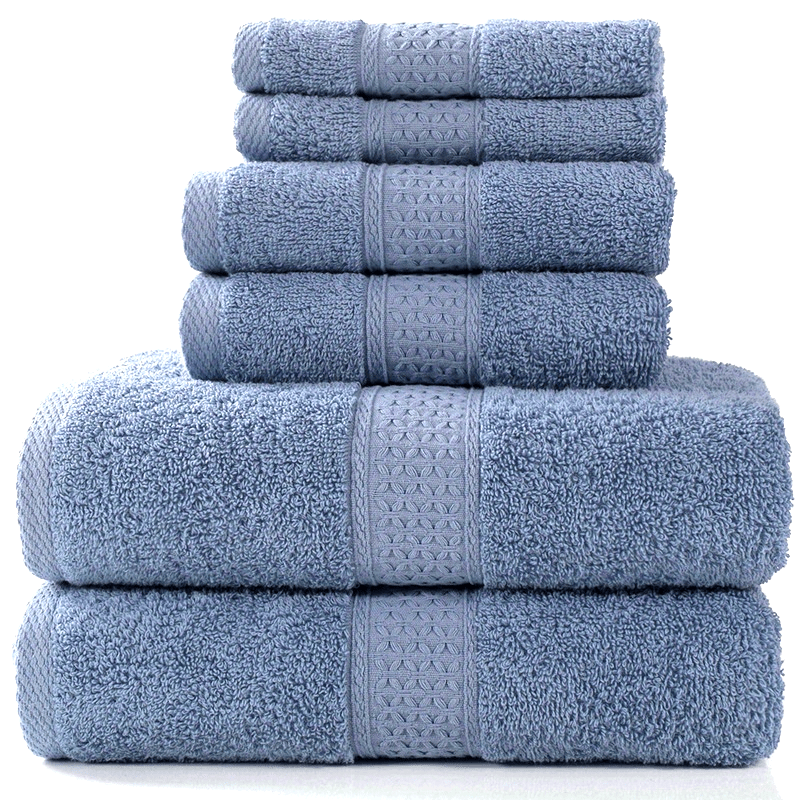 Set of Three Or Six Soft, Absorbent Cotton Towels And Bath Towels.