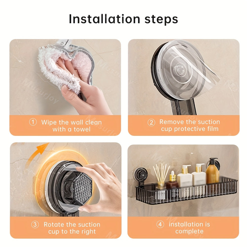 Adhesive Bathroom Shelf, Wall-mounted Hole-free Storage Rack with Mirror Effect, 1pc, Suitable for Toilet Vanity Makeup Storage, Easter Decoration, Home Kitchen and Bathroom Renovation Supplies