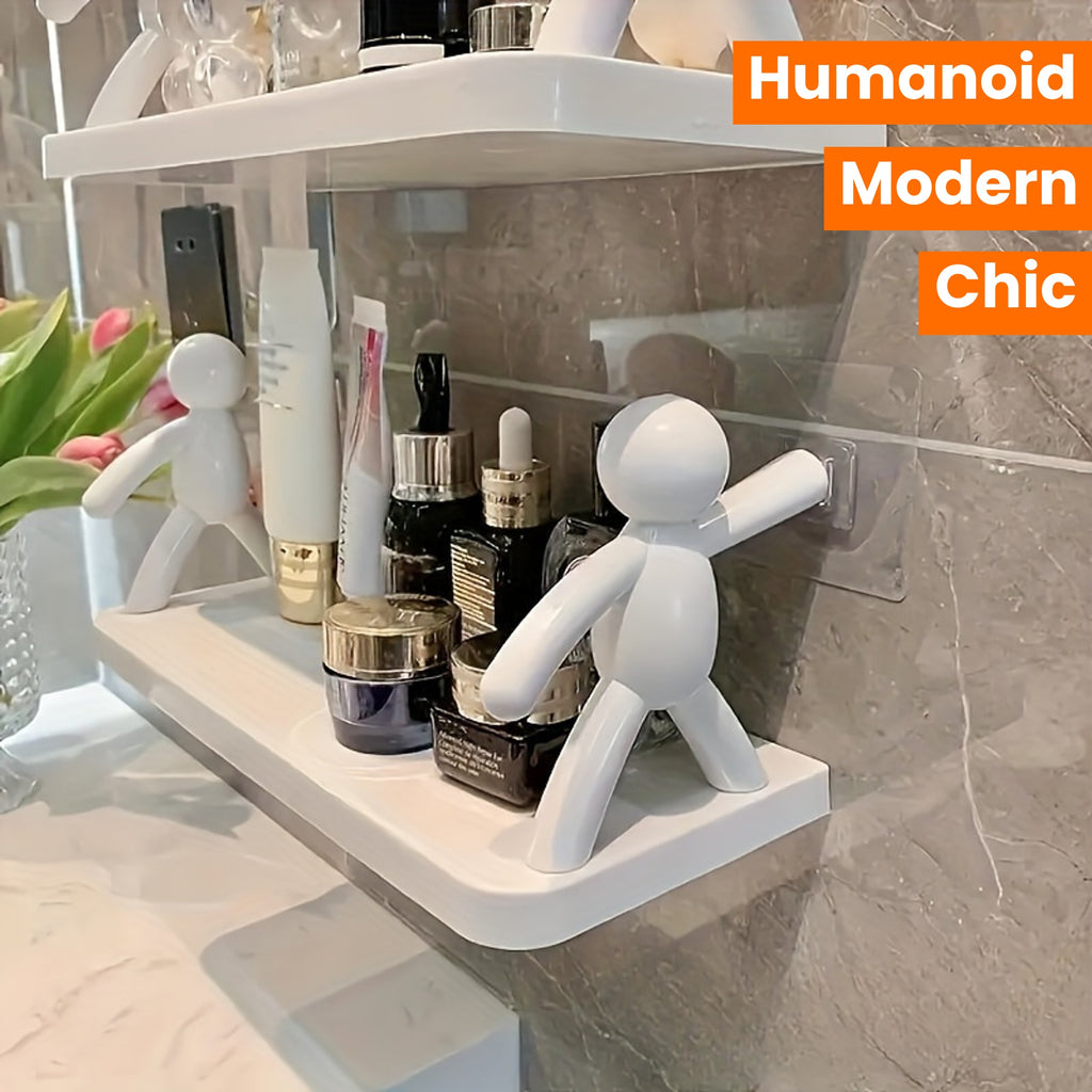 Chic Humanoid Wall-Mounted Storage Shelf - Modern Plastic Organizer for Kitchen & Bathroom