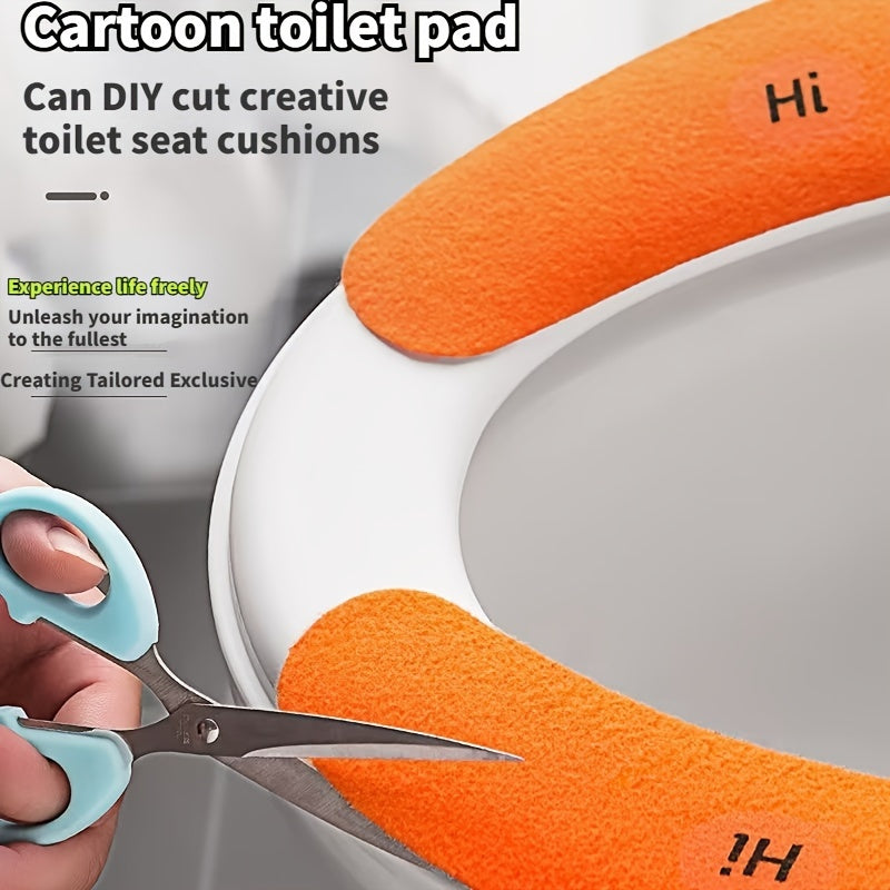 4pcs Cartoon Plush Toilet Seat Covers - All-Season, Aseptic & Static-Free Adhesion, Warm for Winter, Fits All Toilets